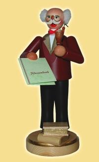 Räuchermann – detailreicher Lehrer mit Klassenbuch, dunkelroter Jacke und Pfeife – H = 22 cm