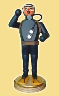 Räuchermann – bunter Taucher mit Neoprenanzug, Sauerstoffflaschen und Taucherbrille – Höhe ca. 22 cm