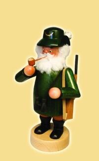 Räuchermann – detailreicher Wichtel Förster mit Pfeife, grünem Hut und Gewehr, handgefertigt – BxHxT