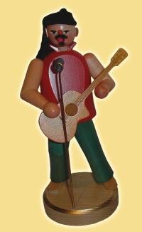 Räuchermann – detailverliebter Rocksänger mit Gitarre, rotem Oberteil und grünem Tuch – BxHxT = 10 x