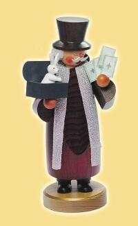 Räuchermann – magischer Zauberer mit dunklem Mantel, Zylinder und weißem Hasen – BxHxT = 12 x 22 x