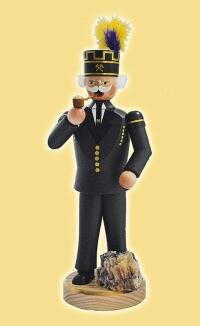 Räuchermann – detailreicher Bergmann mit Pfeife und funkelndem Quarzstein, mehrfarbig – BxHxT = 10 x