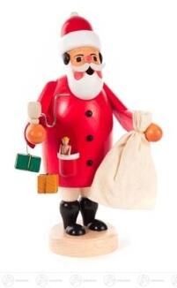Räuchermann – klassischer Ruprecht mit rotem Mantel und prall gefülltem Sack, detailreich gestaltet 