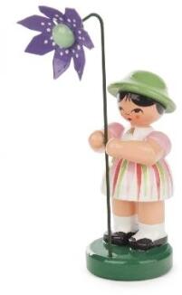 Ostern & Frühjahr Blumenmädchen hell gestreift/grün, Blume violett BxHxT 25x90x25mm