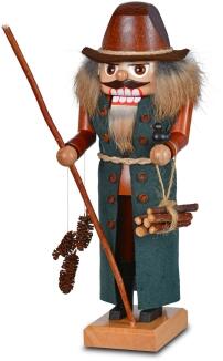 Nussknacker – mystischer Rübezahl mit grünem Filzmantel und Wanderstock – BxHxT 11 x 27 x 11 cm