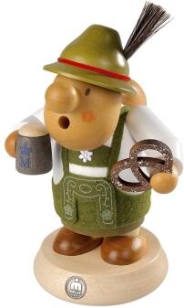Räuchermann – traditioneller Bayer mit Brezel und Bierkrug in farbiger Tracht – BxH 12 x 16 cm