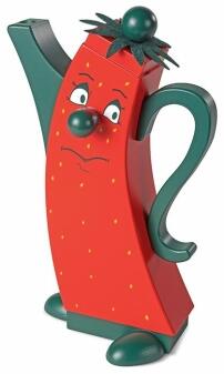 Räucherfigur – verspielte rote Erdbeere mit grünen Blättern – BxHxT 12 x 21 x 7 cm