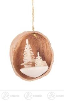 Baumschmuck Behang Walnussschale mit Reh Breite x Höhe x Tiefe 3 cmx4,5 cmx2,5 cm