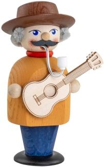 Räucherfigur – detailreicher Country Musiker mit Cowboyhut, Gitarre und Westernstiefeln, naturfarben