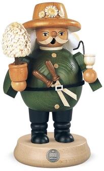 Räuchermann – fleißiger Gärtner mit grüner Schürze und Pfeife – BxH 11 x 18 cm