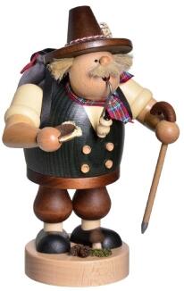 Räuchermann – detailreicher Wanderer mit braunem Hut, Rucksack und Stock, mehrfarbig – BxHxT = 15 x 