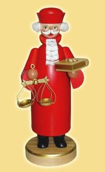 Räuchermann – edler Bundesrichter mit roter Robe, Waage und Buch, detailreich bemalt – BxHxT = 12 x 