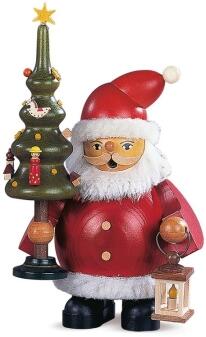 Räuchermann – farbiger Weihnachtsmann mit Baum und Laterne aus Holz von Kleinkunst aus dem