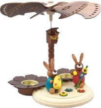 Osterdekoration Pyramide mit Hasen und Vogelhaus BxHxT 26x25x26cm