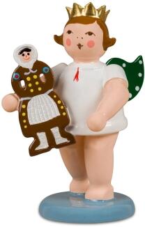 Engel mit Olbernhauer Marktfigur Pfefferkuchenfrau ohne Krone Höhe ca. 6cm