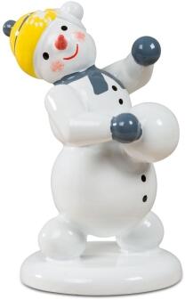 Holzfigur Schneemann mit Schneebällen Höhe 6,5cm