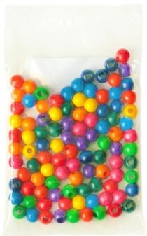 Holzspielzeug Fädelperlen aus Holz 100 Stück farbig Ø ca 1cm