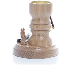 Tischschmuck -Teelichthalter Holzsammler mit Hase - Ansicht Hinten - Schmückt jeden Raum
