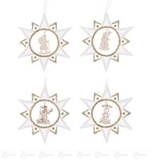 Baumschmuck Behang Weihnachtsmotive in Plauener Spitze, Satz 2 (4) Breite x H&ouml;he ca 8,5 cmx9,5 