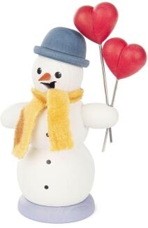 Räuchermann – liebevoller Schneemann mit roten Herzen, farbenfroh bemalt, winterlich – BxHxT = 10,5 