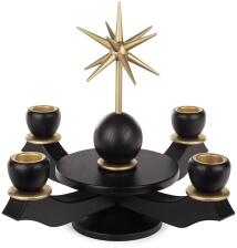 Adventsleuchter &ndash; im edlen Design aus schwarzer Esche mit goldenem Stern und Kugel &ndash;