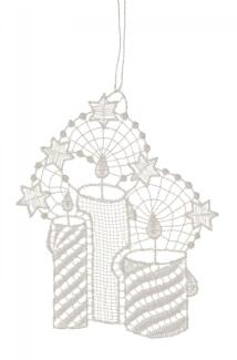 Baumbehang Kerzen Plauener Spitze BxHxT 10x10x0,1cm