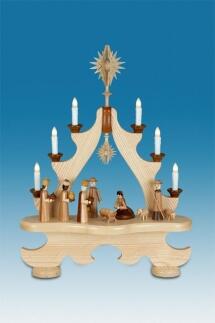 Schwibbogen Spitze mit Beleuchtung Christi Geburt BxH 43x59cm