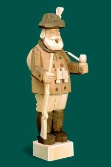 Räuchermann – rustikaler Förster mit brauner Jacke und Gewehr, naturfarben – BxHxT = 10 x 25 x 10 cm