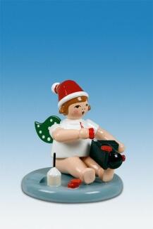 Holzfigur Engel mit Lohne Krone und Krone ohne Krone Höhe 6cm