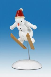 Holzfigur Schneemann Skispringer Höhe 6,5cm