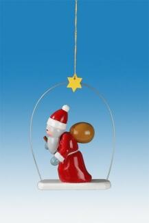 Baumbehang Weihnachtsmann im Ring 3tlg. Höhe 6,5cm