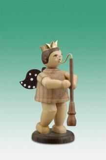 Holzfigur Musikantenengel mit Altoboe und Krone natur Höhe 6,5 cm von KDE-Kunstgewerbliche