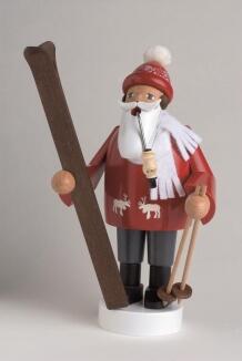 Räuchermann – detailreicher Skifahrer mit rotem Pullover und Bommelmütze – BxHxT = 10 x 19 x 9 cm