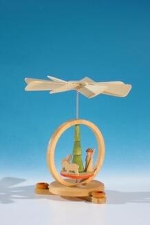 Miniatur Wärmespiel-Pyramide – Hirte mit Schafen naturfarben – BxHxT ca. 8,5x10x8,5 cm