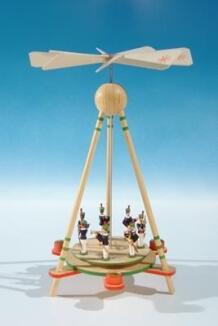 Stabpyramide – Bergmannskapelle naturfarben mit handbemalten Figuren – BxHxT ca. 22 x 33 x 22 cm