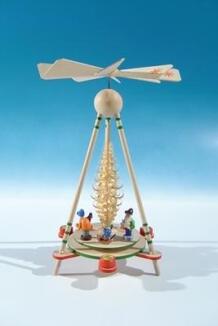 Stabpyramide – liebevoll gestaltete Zwerge in traditionellen Handwerksberufen, naturfarben mit