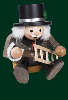 Räuchermann – detailreicher Essenkehrer mit Leiter, Zylinder und Pfeife, bunt bemalt – H = 14 cm