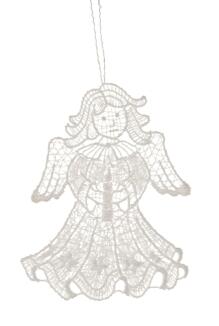 Baumbehang Engel mit Kerze Plauener Spitze BxHxT 8x8x0,1cm