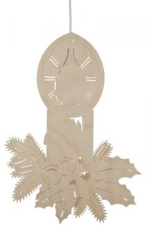 Fensterbild elektrisch Kerze mit Zweigen, klein BxHxT 21x28x6cm