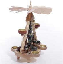 Teelichtpyramide - Bergmannszug mit Erz Karren und Glöckchen Bunt - Ansicht Rechts - Hergestellt in einem kleinen Familienbetrieb
