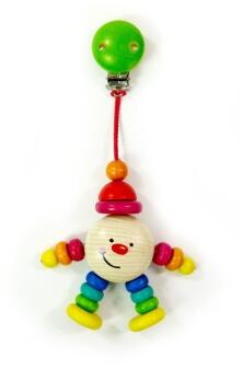 Wagenanhänger – bunte Holzfigur Michel mit niedlichem Hut und Perlen – BxHxT 8,5 x 19 x 3 cm