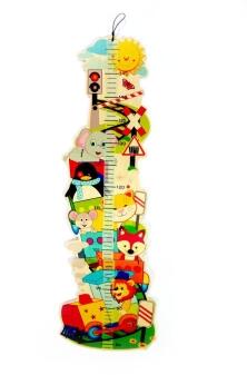 Messlatte – mit tollen farbigen Eisenbahn- und Tiermotiven – BxHxT 24 x 75 x 0.6 cm