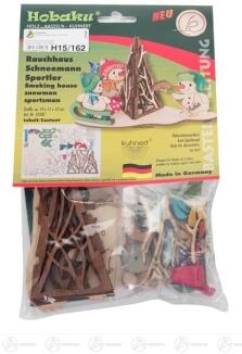Bastelsatz Räucherhaus Schneemann Sportler BxHxT = 15x9x9cm