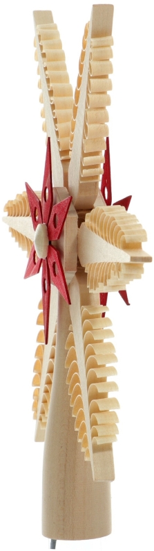 Christbaumspitze Spanstern el. Beleuchtet Mitte mit roten Holzstern - Ansicht Seite - Sehr filigran