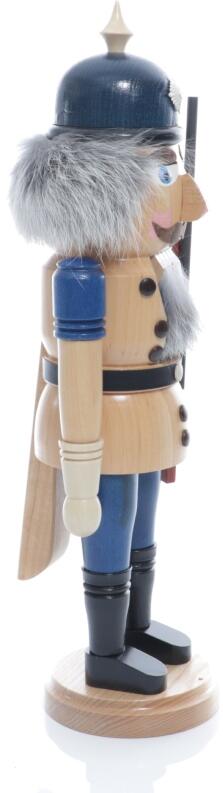 Weihnachtsfigur - Nußknacker Polizist Gewehr und Pickelhaube - Ansicht Rechts - Mit Viel Liebe zum