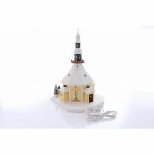 Lichterhaus Seiffener Kirche mit Kurrende und Weihnachtsbaum, weißes Dach LxBxH 26x32x42cm