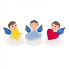 Engel Magnetpin (3) blaue Fl&uuml;gel Engel mit Herz,Stern,Wolke H&ouml;he 6cm