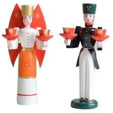 Weihnachtsfiguren Engel und Bergmann bunt Höhe ca 15cm