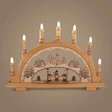 Schwibbogen Seiffener Kirche mit Sternens&auml;nger mit LED Beleuchtung BxHxT 49x33,5x6cm