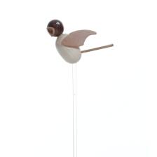 Frühlingsdekoration - Blumenstecker Vogel mit dunklem Kopf, Natur - Ansicht Links - Macht jeden Ostertisch zu einem Hinkucker